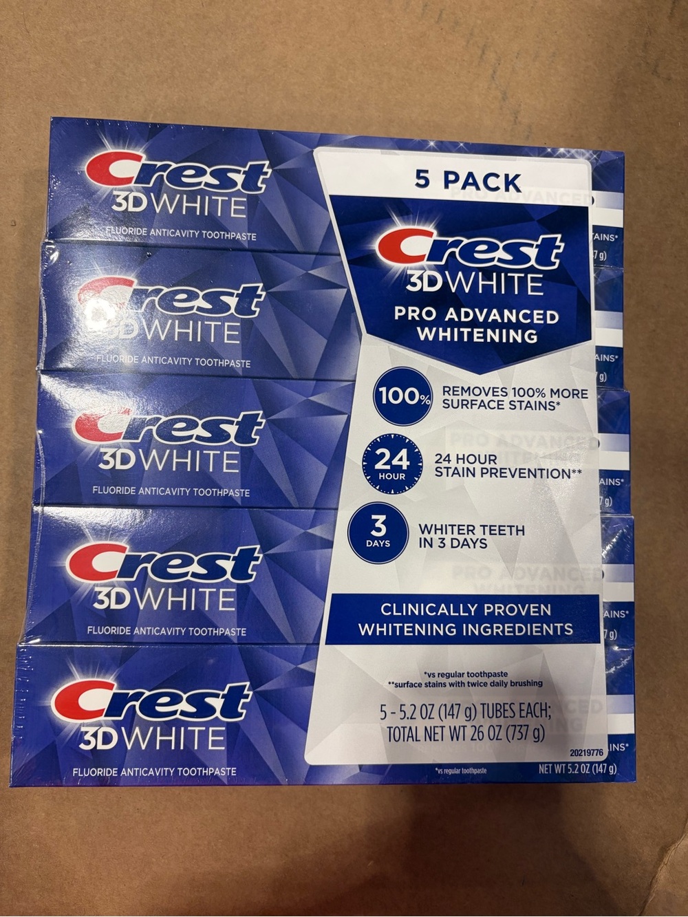Crest 3D White Pro Advanced Whitening Toothpaste 5-Pack exp 2028 family value